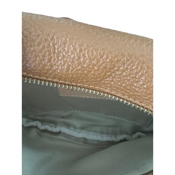 RV Italy Leather Crossbody Bag Tan Half Moon Minimalist - Picture 6 of 6